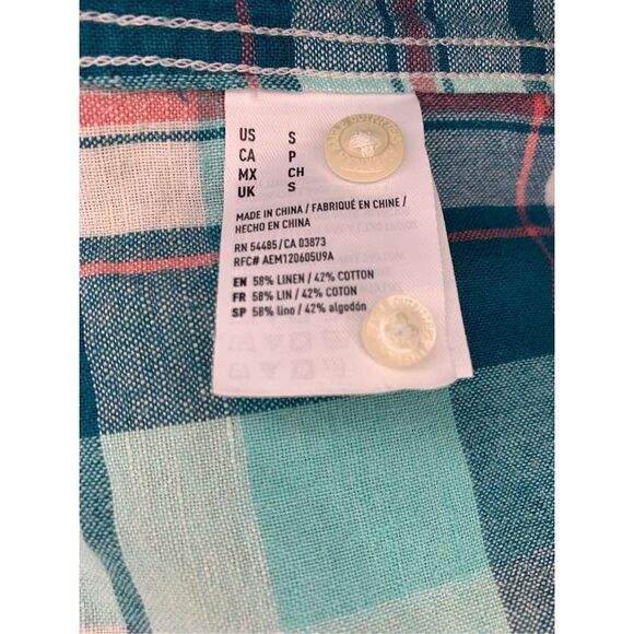 American Eagle Button Up Linen Blend Top Womens Small Seriously Soft - Picture 4 of 4